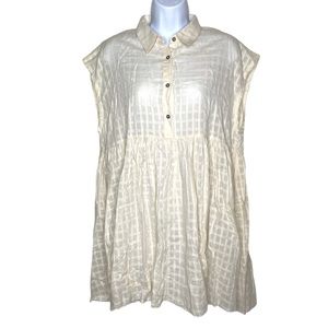 NWOT Ciel Cream Sheer Collared Babydoll Dress Size Small